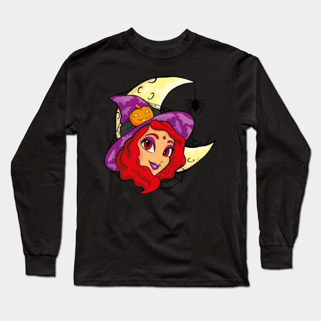 The Pumpkin Witch Long Sleeve T-Shirt by The Dark Raven